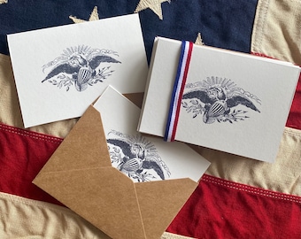 Patriotic Eagle Blank Note Cards (Set of 8): Majestic Symbols of Freedom and Strength