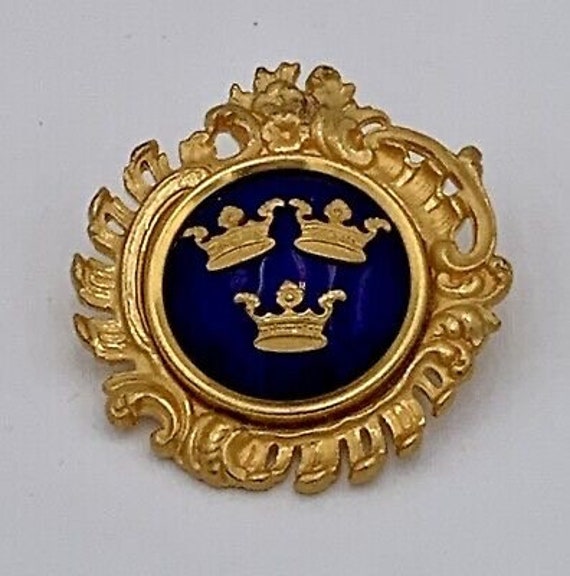 Antique Brroch Sporrong Co Pin Brooch Gold Cobalt 