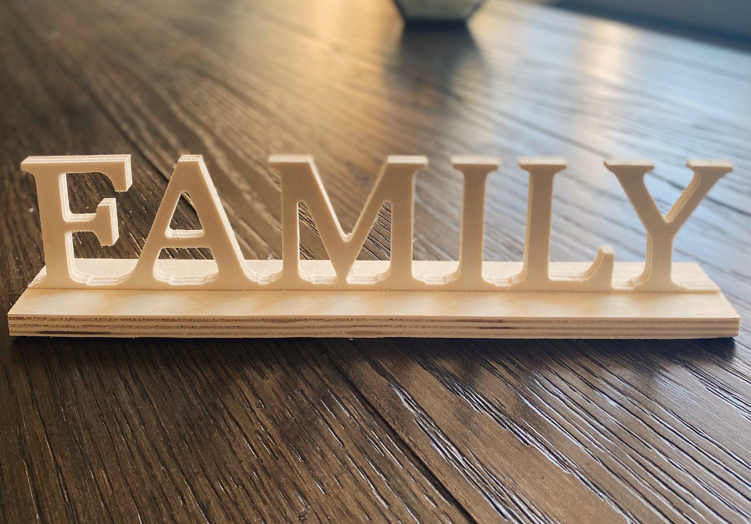 Wooden FAMILY Tabletop Word Accent unfinished wood sign Etsy