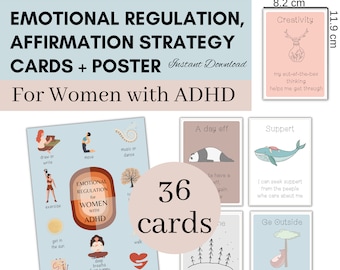 Emotional Regulation Affirmation Strategy Cards (36)  for Women with ADHD to Support Emotional Regulation through Positive Affirmations