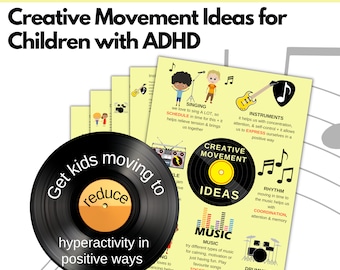 ADHD 5 Page eBook Creative Movement Ideas  -ADHD Educational Resources - Parenting - Teaching - Music - Home -School - ADHD Printable