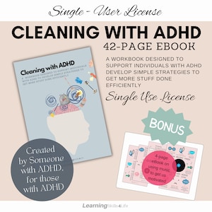 Pulizia con ADHD - Licenza monouso - eBook da 42 pagine + Pianificatore Adhd – eBook stampabile ADHD per adulti e adolescenti con ADHD, risorse Adhd