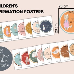 Affirmation Posters - 16 - 20cm x 20cm Printable Posters - Positive Posters for Kids for Home or School - Educational Teaching Resources