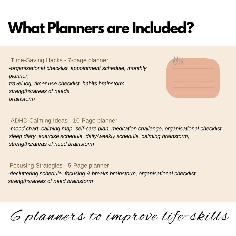 6 planners to improve lifeskills for adults and teens with adhd
