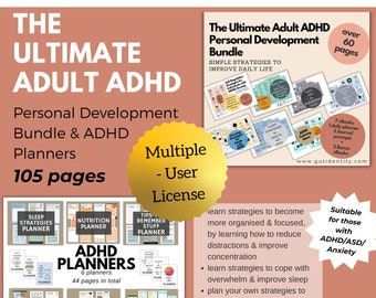 The Ultimate Adult ADHD eBook Bundle & Adhd Planners, ADHD Printable Resources for Teens and Adults with ADHD -Multiple-User License