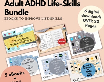 ADHD Adult Life-Skills Bundle -eBooks plus Well-Being Checklist -Over 20 Pages of Printable  Educational Resources for Planning & Journaling