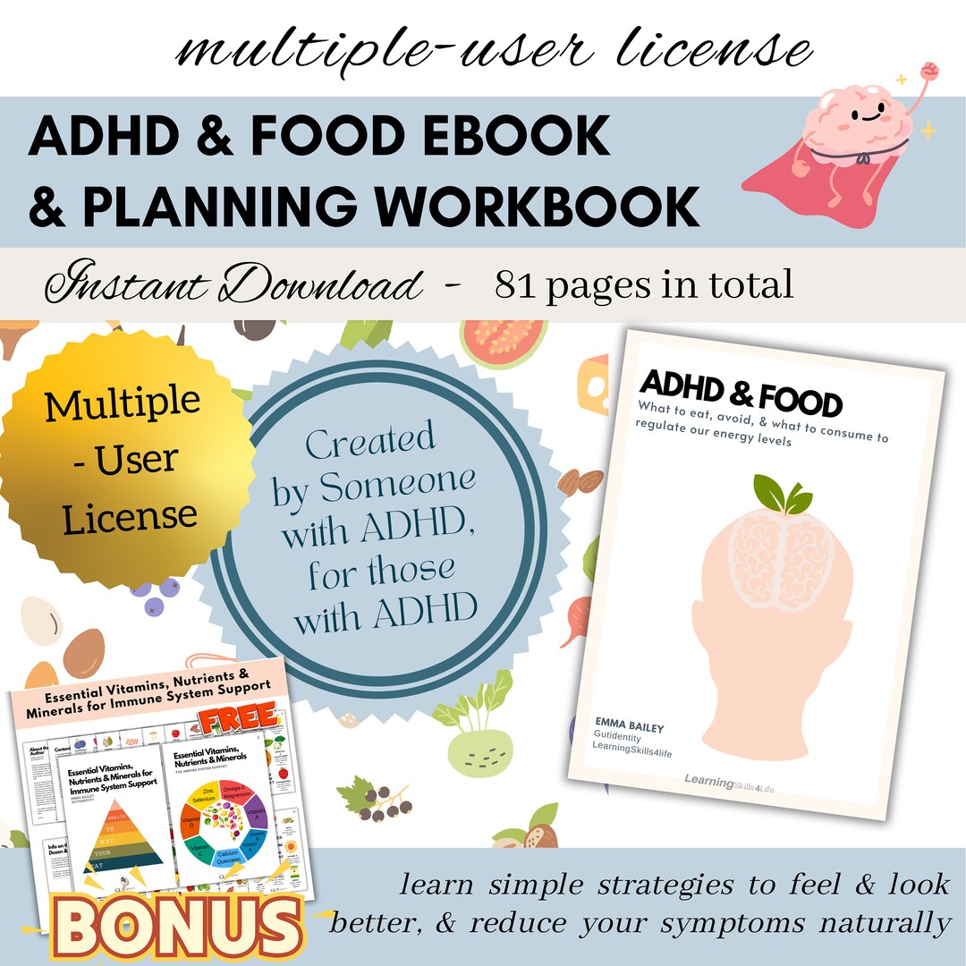 ADHD and Food-multiple-use License-81-page Ebook + Adhd Workbook–adhd ...