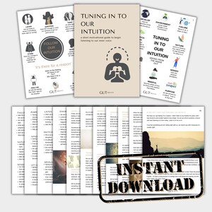 Tuning in to our intuition 14 page ebook.  A short motivational guide to begin listening to our inner voice.