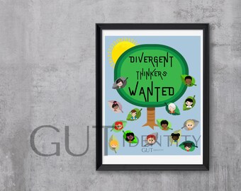 Divergent Thinkers Wanted Poster 8 x 10 - Digital Download -PNG JPG PDF-Diversity -Inclusion -Education -Learning Styles - Inclusive