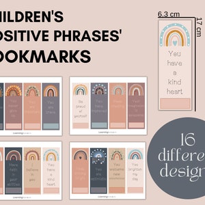 Lesezeichen mit positiven Sätzen für Kinder – Fördern Sie positives Verhalten bei Kindern und Jugendlichen – pädagogische Lehr- und Lernressourcen