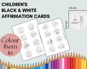 Affirmation Cards for Children - 16 Printable Cards - Positive Cards for Kids for Home or School - Black and White Educational Resource