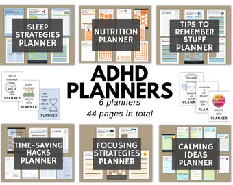 ADHD Personal Development Planner- 44 Pages - Printable ADHD Resources  for Improved Productivity, Adult ADHD, Teens with Adhd Planners