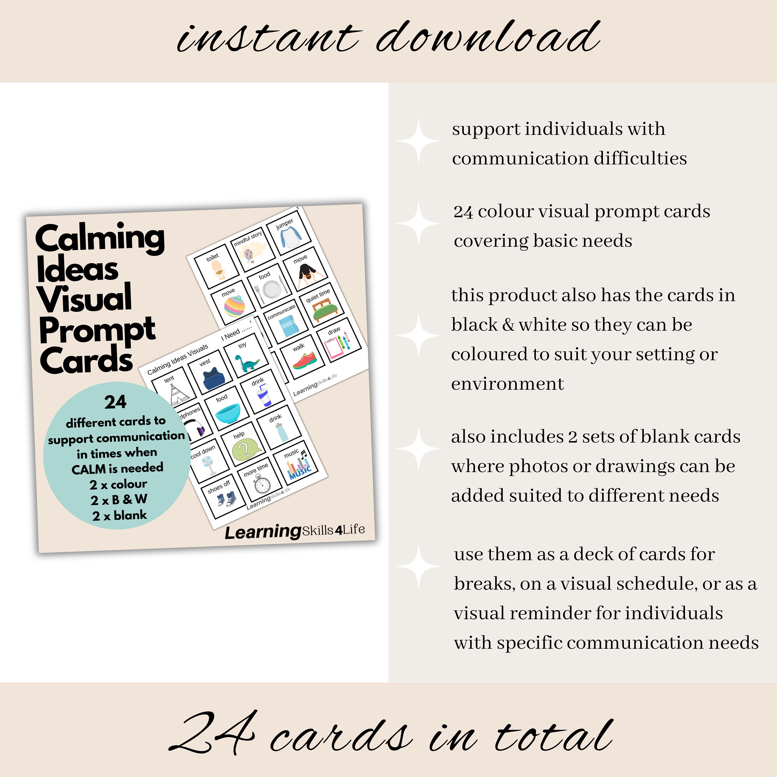 Calming Ideas Visual Prompt Cards for ADHD, ASD & Anxiety- ADHD ...