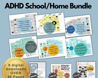 ADHD Children’s Printable Bundle for Home & School Settings, ADHD kids Resources, 7 Adhd eBooks + 2 Posters- 40 Pages of Printable Resources