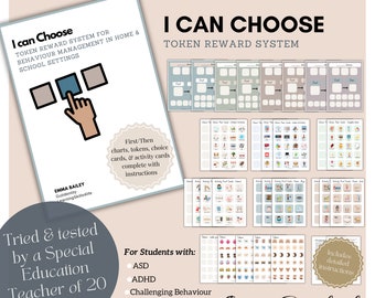 Token Reward System - Children & Teens with ASD, ADHD, Challenging or Oppositional Behaviour, First Then Board, ABA Resources and Printables