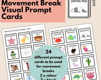 Movement Cards for Breaks -ADHD Children- ADHD Brain Break -Home -School -Teaching - Body Awareness and Self-Regulation for ADHD Kids