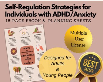 Self-Regulation Strategies for Adults and Teens with ADHD/Anxiety, ADHD eBook resource, ADHD Guide for Adults & Teens, Multiple User License