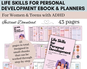 Life Skills for Personal Development - Single-Use License eBook with Planners, Adult ADHD, Women & Teens with ADHD, ADHD Printable Resources