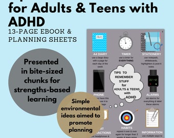 Tips to Remember Stuff for Adults & Teens with ADHD - eBook and Planners - Strategies for Daily Life to Improve Focus and Reduce Frustration