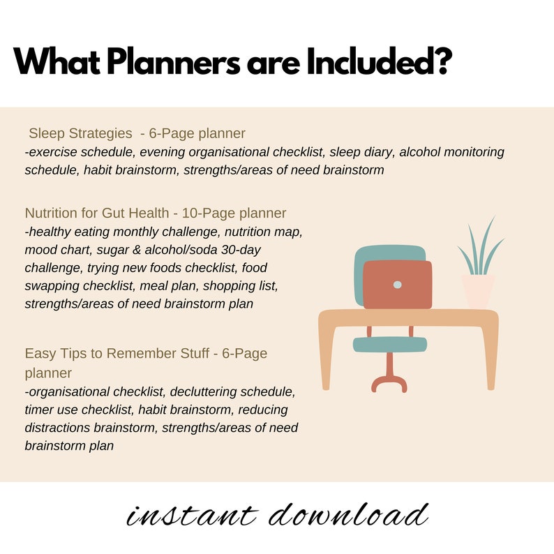 The Ultimate Adult ADHD Personal Development Bundle.  Printable planners for adults and teens with ADHD.  Single user license.