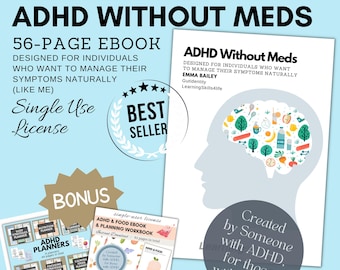 ADHD Without Meds eBook – Natural Symptom Management, Planner (Single-Use License)(Digital Download)