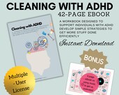 Cleaning with ADHD -Multiple-Use License- 42-page eBook + Adhd planner–ADHD Printable eBook for Adults & Teens with ADHD, Adhd Resources