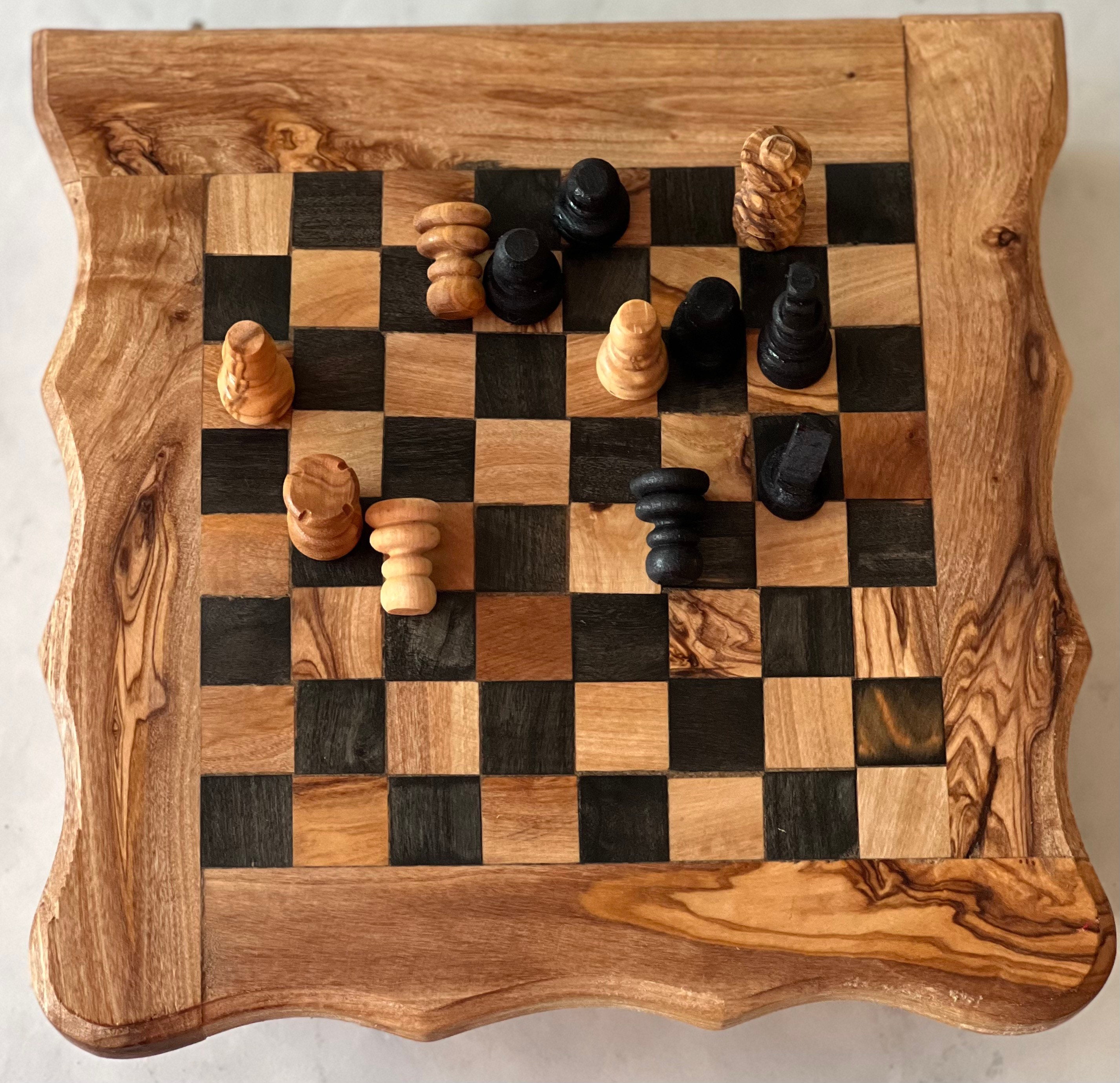 4 in 1 Wooden Board Game Chess Checker Solitaire | Etsy