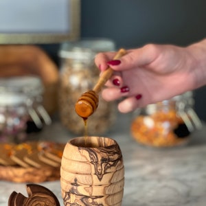 Honey Pot with Dipper | Honey Container | Honey Jar | Rustic Wood | Natural Wood | Honey Dipper | Honey keeper | gift