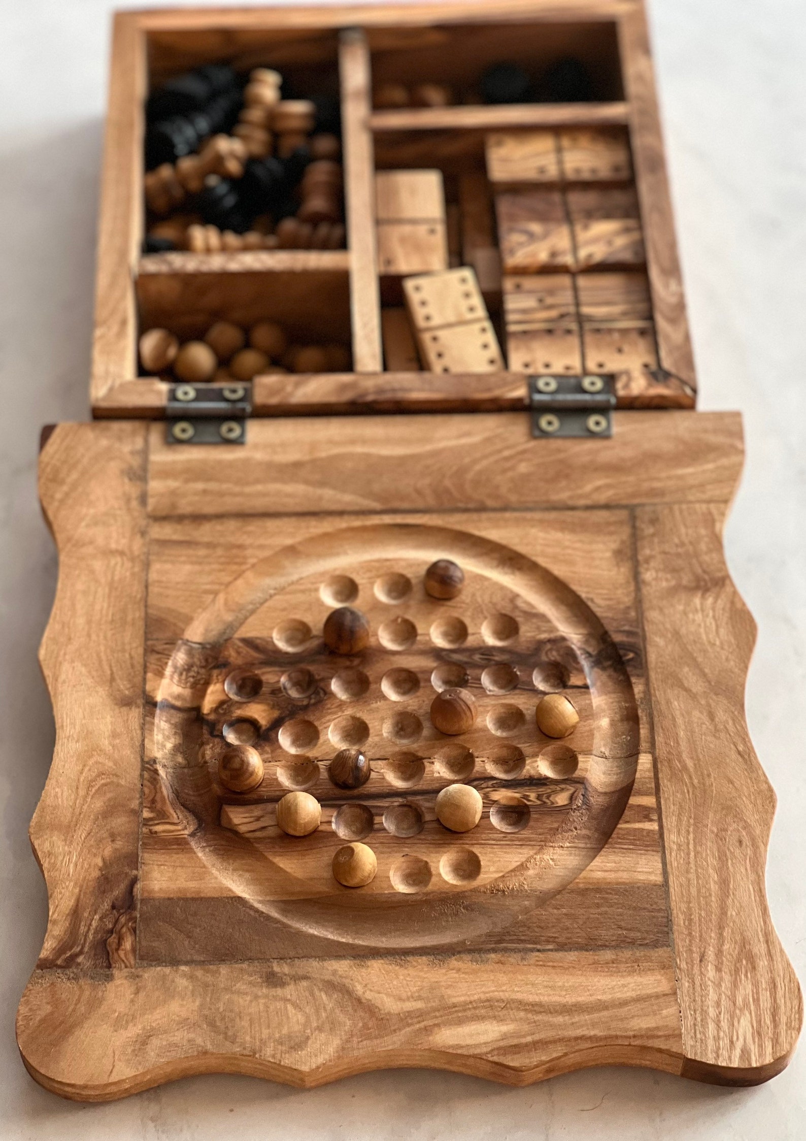 4 in 1 Wooden Board Game Chess Checker Solitaire | Etsy