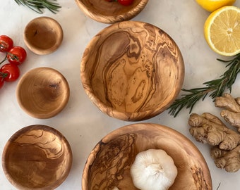 Wooden Bowl Set of 6 | Dipping Bowl Set | Pinch Bowls | Wooden Salad Bowl Set