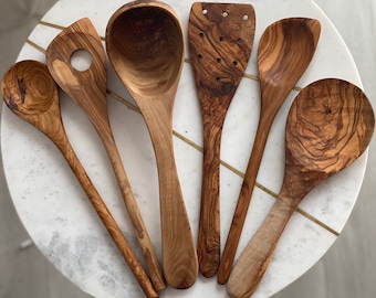 Utensils Set - Ladle , large spoon , Cooking Spoons , Spatula , personalized wooden utensils , wooden kitchen utensils , gift