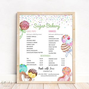 Modelo de lista de preços de Cake Pop, lista de preços de padaria editável, modelo de menu de padaria para impressão, modelo de menu de sobremesas, download instantâneo