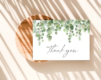 Eucalyptus Thank you Card, Greenery Thank you Card Printable, Instant Download, PDF Thank you Card, Printable Flat Note Cards, Watercolor