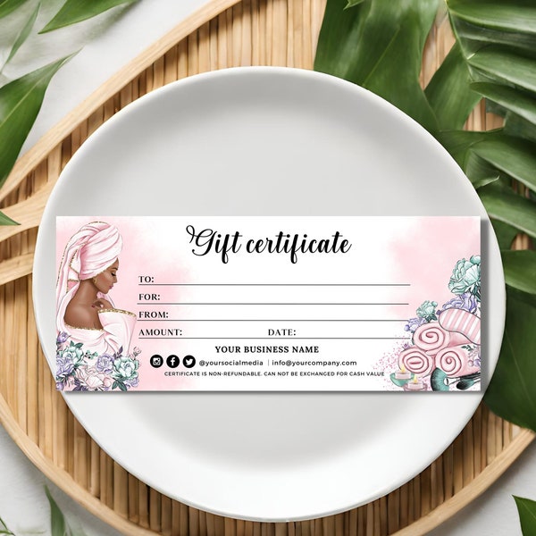 Spa Beauty Makeup Gift Certificate Template, Editable Gift Voucher for Beauty Treatments, Perfect for Christmas, Birthday Gifts, Anniversary