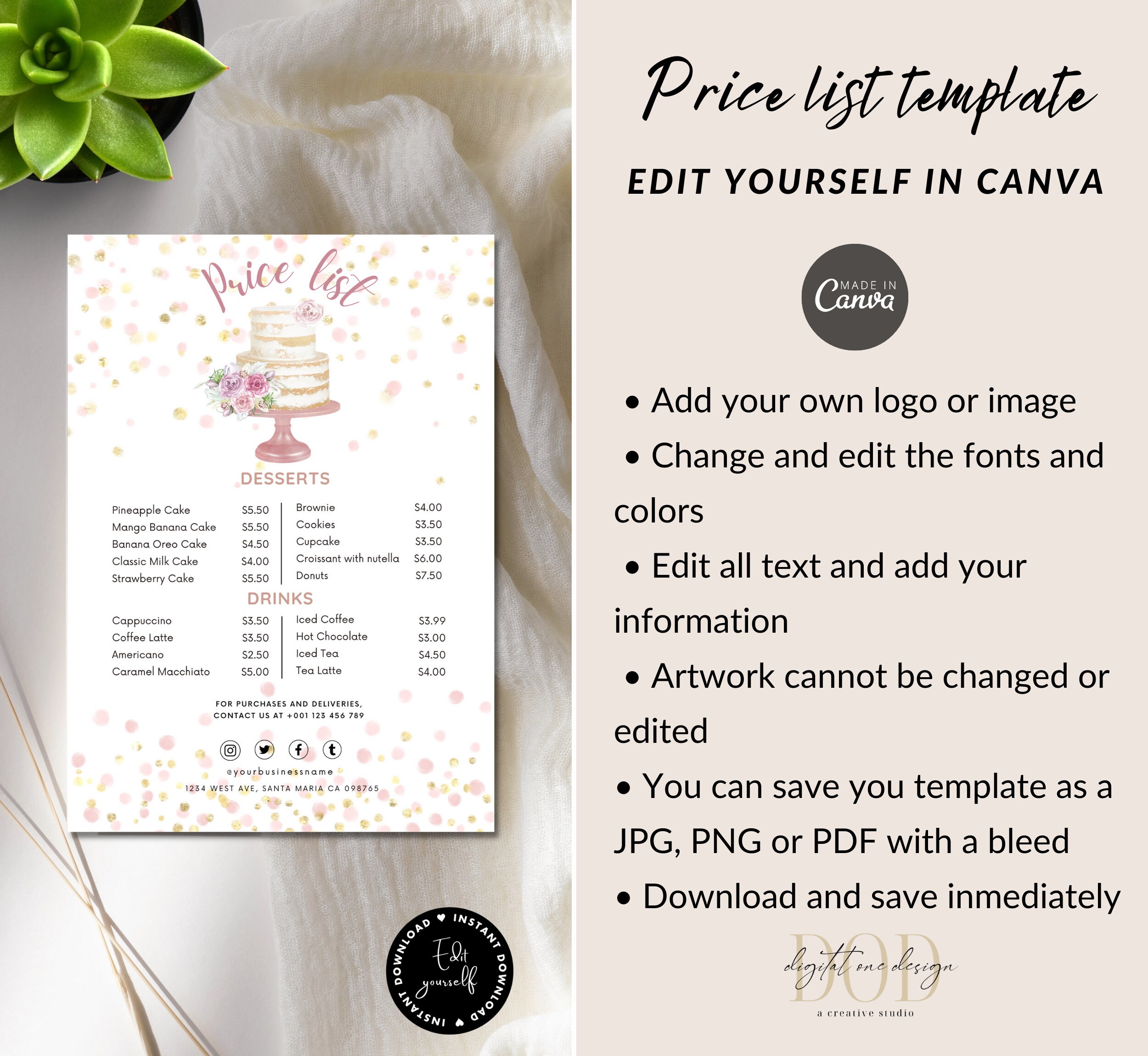 Editable Bakery Price List Template Dessert Menu Sign Coffee - Etsy