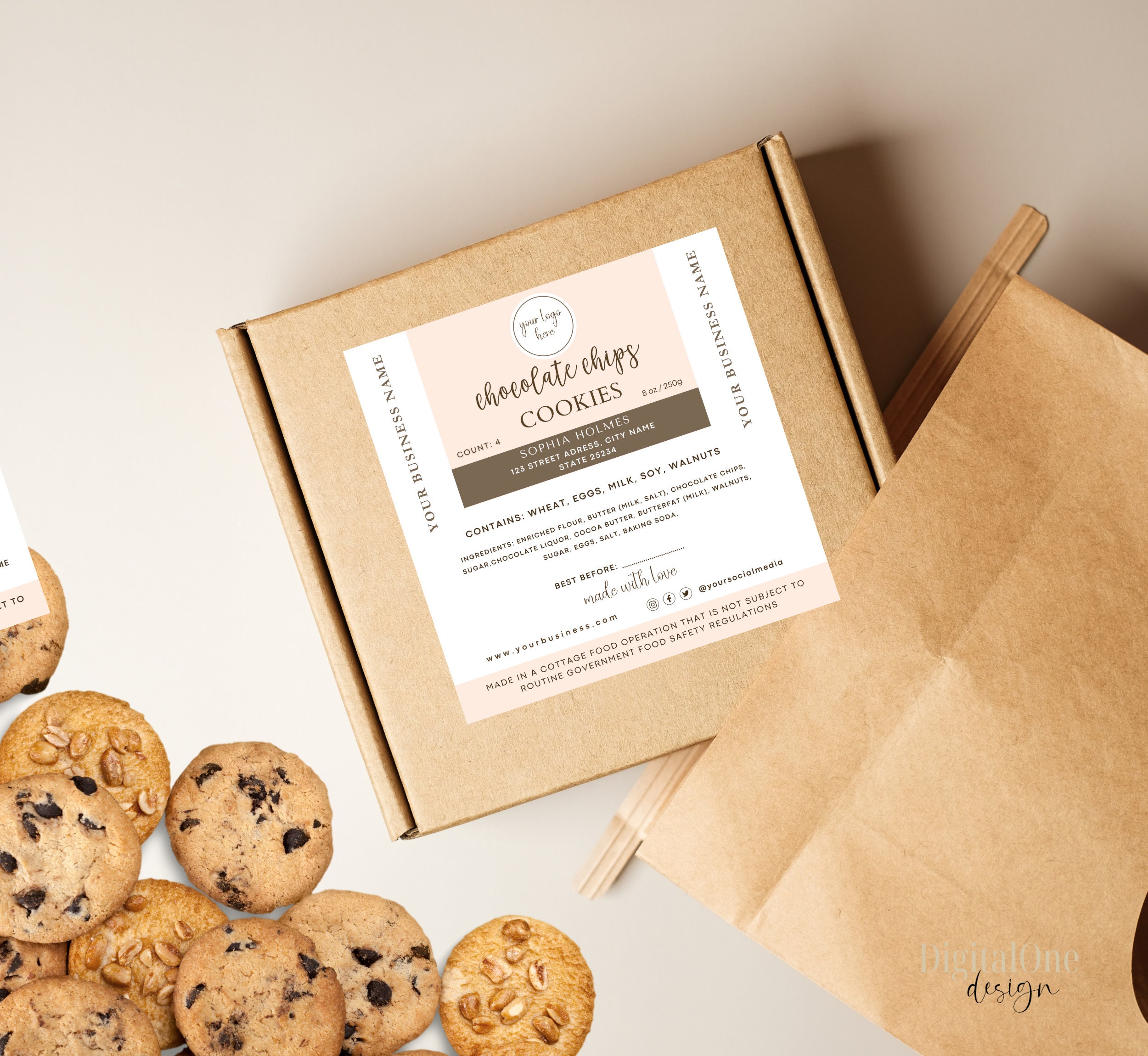 Cottage Law Label Template, Home Baked Good Labels, Ingredients Food