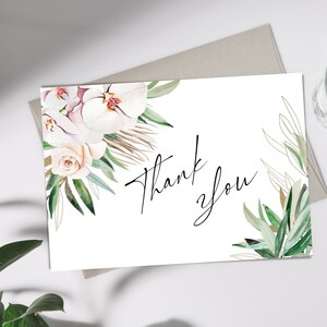 Tarjeta de agradecimiento Boho Botanical, tarjeta de agradecimiento imprimible, plana y plegada, tarjeta de agradecimiento en blanco, DESCARGA INSTANTE, tarjeta de nota de agradecimiento, 3.5X5