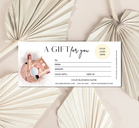 Gift Certificate Template Printable Cosmetic Gift Voucher | Etsy
