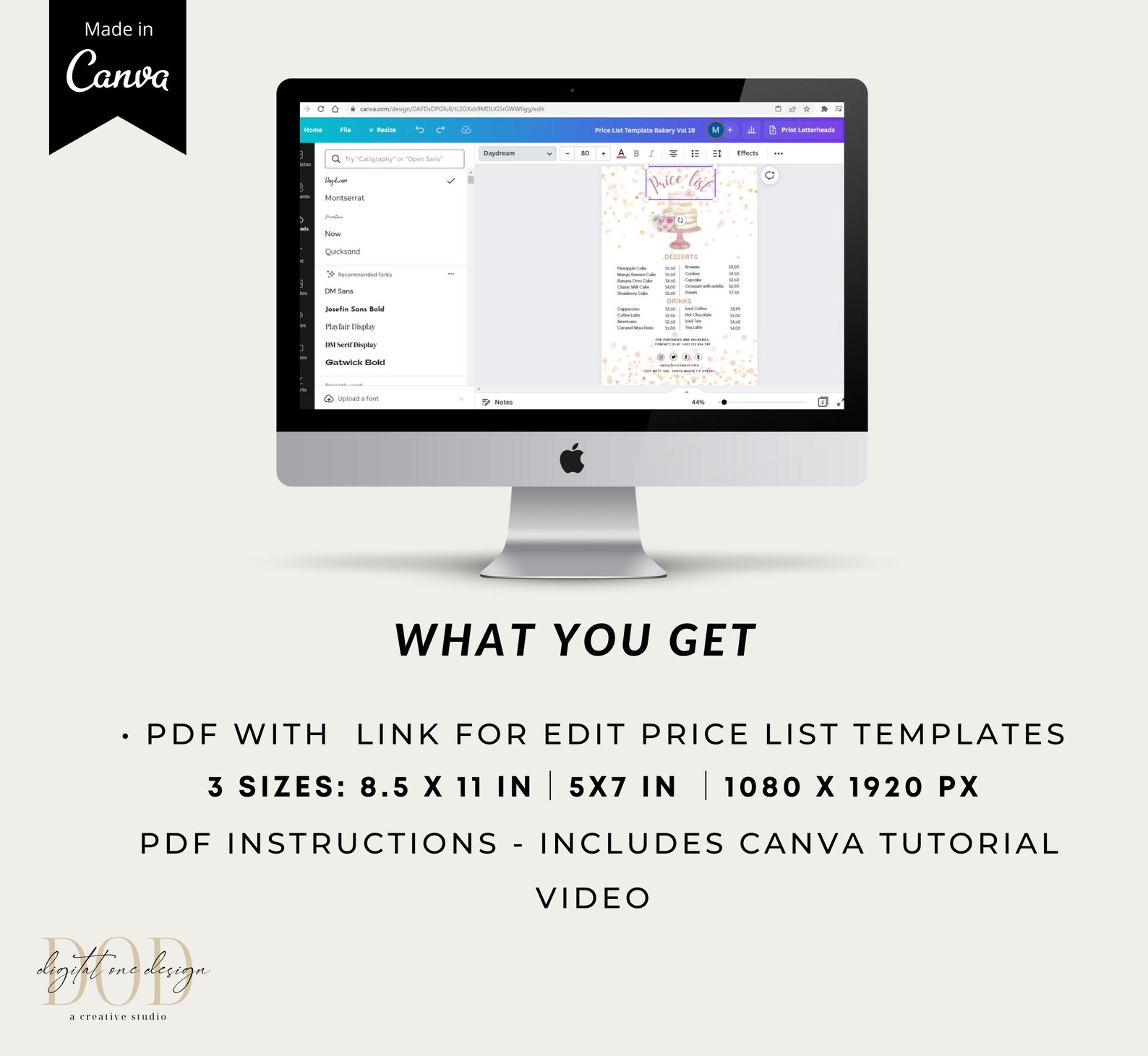 Editable Bakery Price List Template Dessert Menu Sign Coffee - Etsy