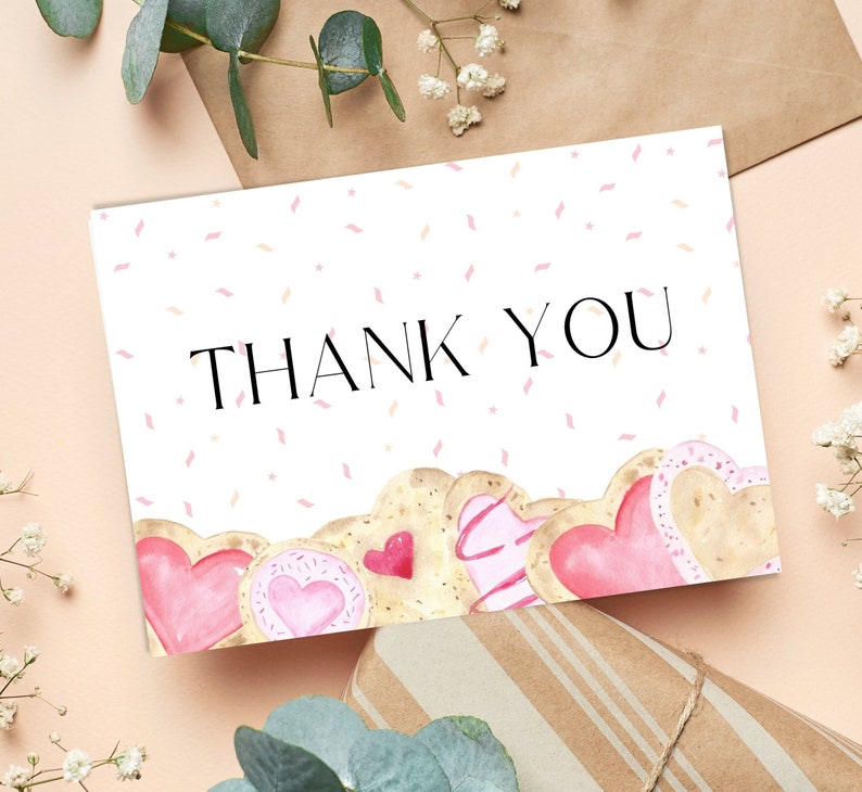 Printable Thank You Card for Small Business, Cookies Watercolor Thank
