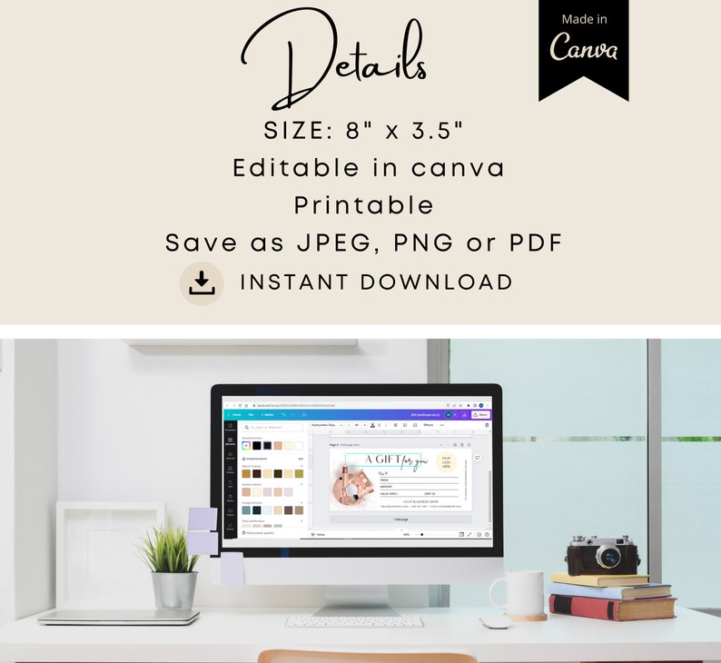 Gift Certificate Template Printable Cosmetic Gift Voucher - Etsy