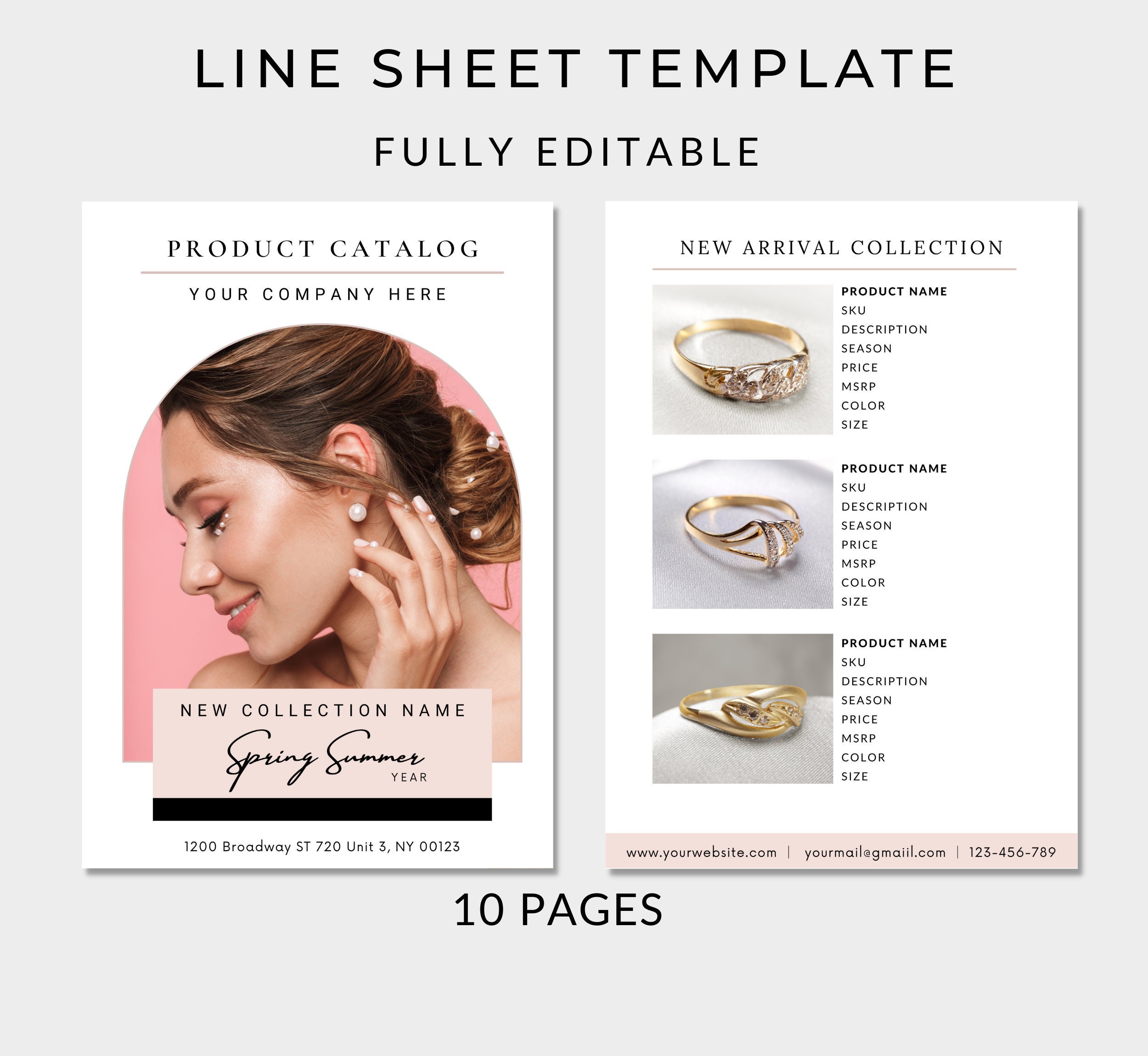 Wholesale Line Sheet, Catalog Template, Line Sheet for Products, Modern