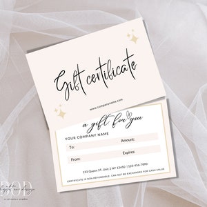 Modern Gift Certificate Template, Gift Voucher Certificate, Minimalist Certificate Small Business, Editable Gift Card, 6x4 Voucher Template