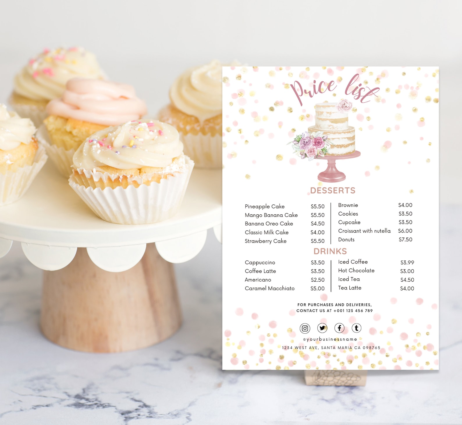 Editable Bakery Price List Template Dessert Menu Sign Coffee - Etsy