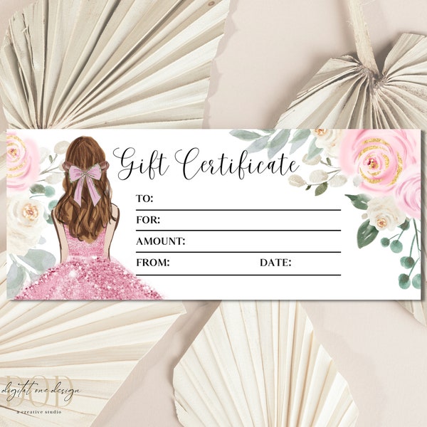 Gift Certificate for Girls, Quinceañera Gift Voucher, 15th Birthday Gift for Girl, Printable Gift Card, Editable Template Canva, Sweet 16