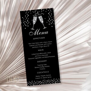 Diamonds Cups Menu Cards Template, Black & Silver Theme Celebration ...