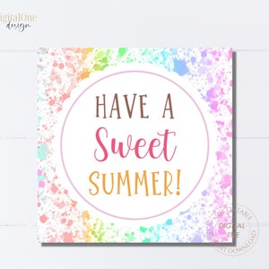 Have A Sweet Summer-label, afdrukbaar cadeau zomercadeaulabel, label laatste schooldag, eindejaar, cadeaukaartjes leraar, instant digitale download