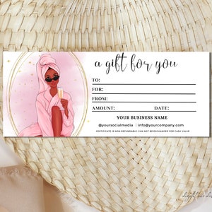 Modèle imprimable de certificat-cadeau de spa de luxe, un cadeau pour vous, idée cadeau parfaite, bon-cadeau modifiable, certificat-cadeau de beauté, carte-cadeau