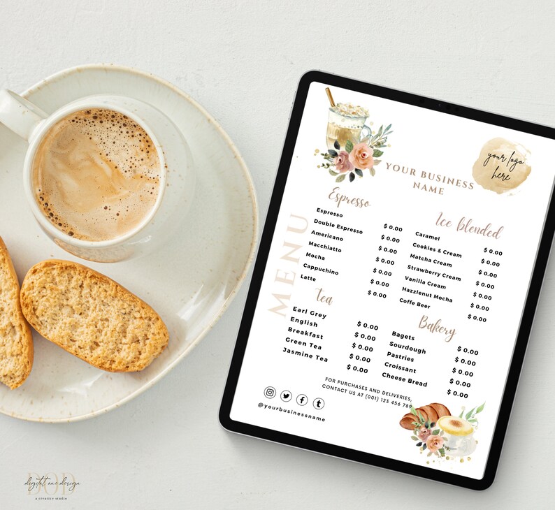 Coffee Shop Price List Template Coffee Menu Template Etsy