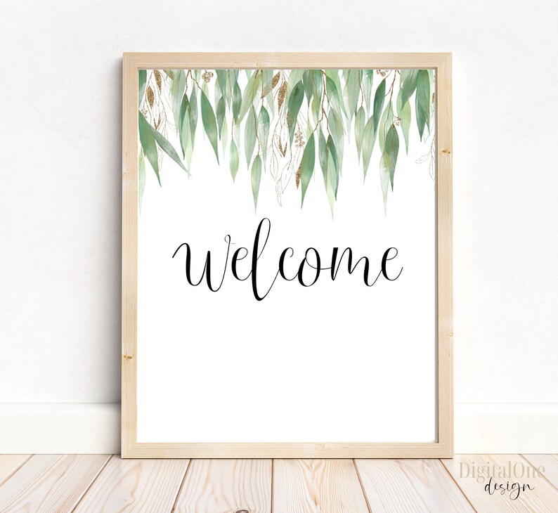 Greenery Welcome Printable Sign, Instant Download, Bridal Shower ...